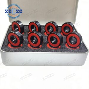 Customized 608 Colorful Skateboard Hybrid Ceramic Deep Groove Ball Bearings Black Alloy Finish