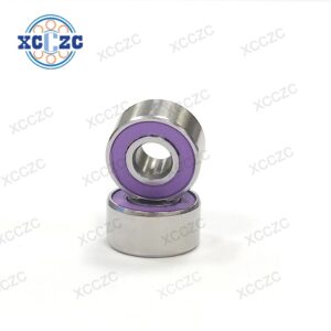 S693 3×8×4mm Stainless Steel Hybrid Ceramic Miniature Ball Bearing Purple Rubber Caps