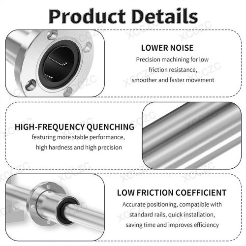 LMF8UU Round Flange Linear Motion Ball Bearings for 3D Printers CNC Slide Bushing Precision Equipment-3