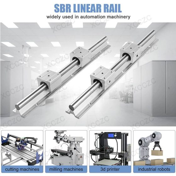 SBR20UU Slide Blocks Linear Guide Rail and Bearings Kit for Automated Machines CNC Router Machines-6